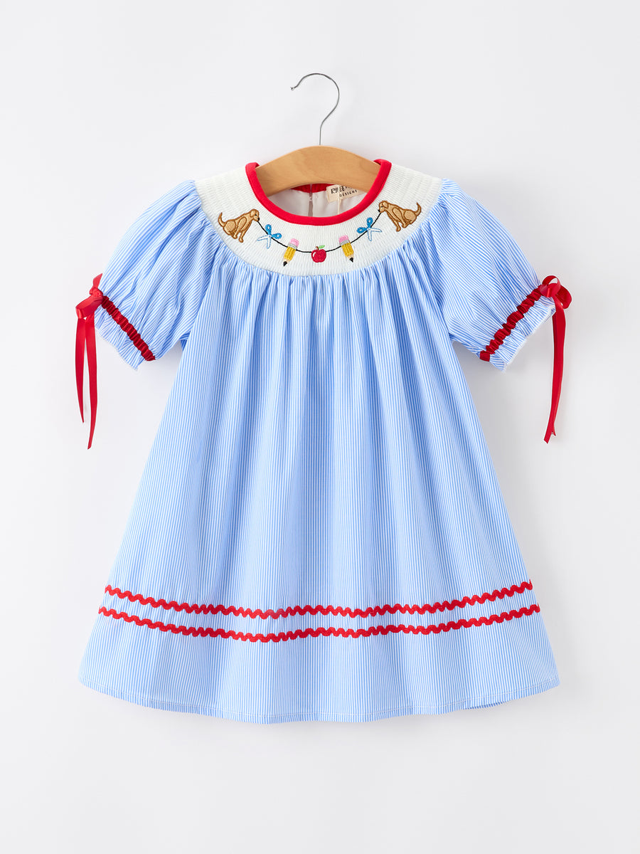 Back To School Apple Pencil Embroidery Dress 3 Back To School Apple Pencil Embroidery Dress 3