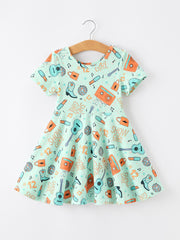Girls Music Guitar Short Sleeve Twirl Dress