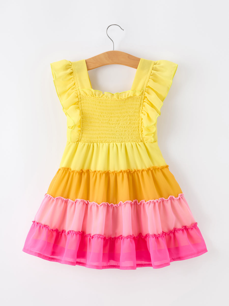 Summer Ombre Ruffle Girls Dress Smocked Strap Dress 2 Summer Ombre Ruffle Girls Dress Smocked Strap Dress 2