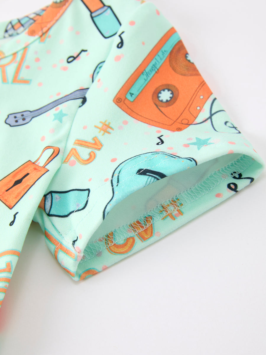 Girls Music Guitar Short Sleeve Twirl Dress