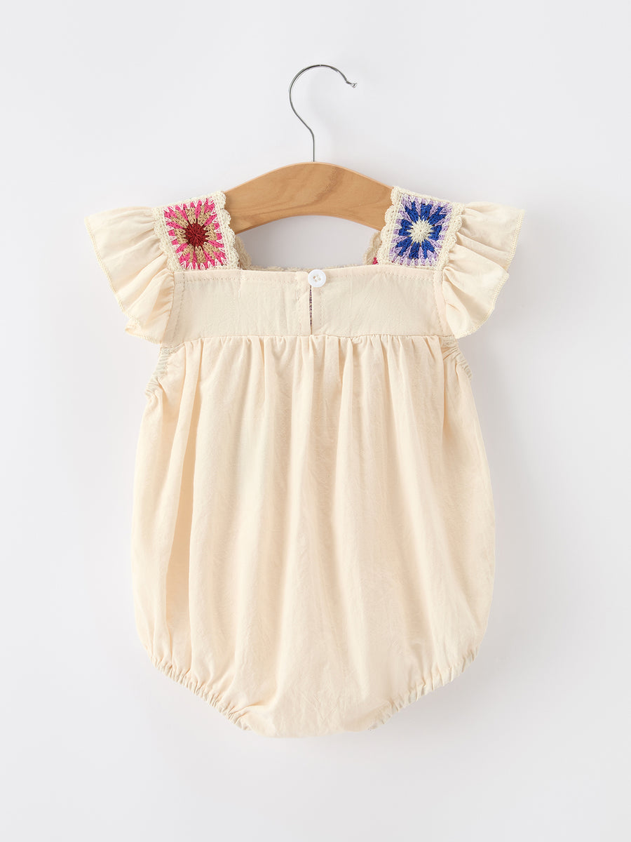Summer Crochet Square Baby Ruffle Romper