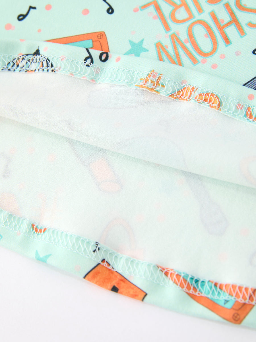 Girls Music Guitar Short Sleeve Twirl Dress