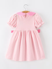 Back To School Girls Striped lapels Bow Dress