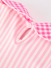 Back To School Girls Striped lapels Bow Dress