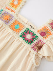 Summer Crochet Square Baby Ruffle Romper