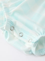 Spring Plaid Bow Girls Romper Smocked Petals Collar Puff Sleeve