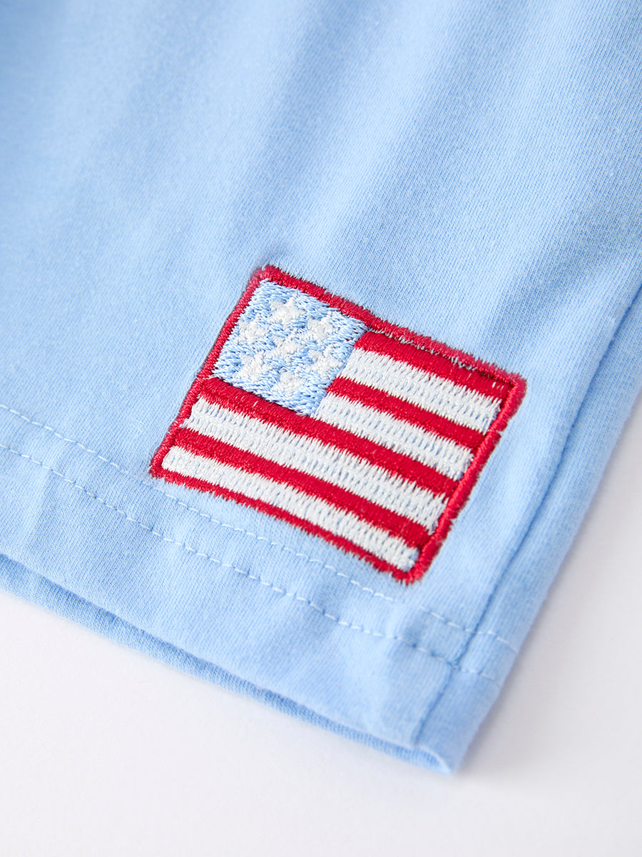 4th of July Flag Boys Set Short Sleeve Top Shorts