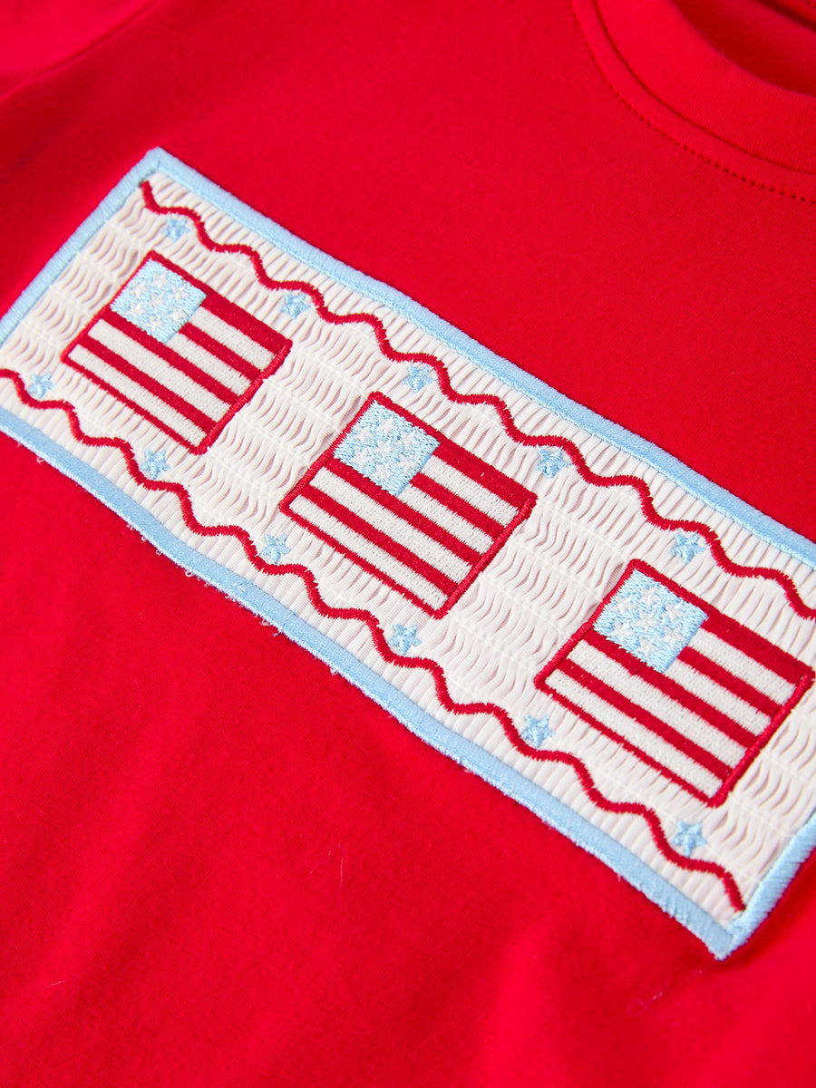 4th of July Flag Boys Set Short Sleeve Top Plaid Shorts