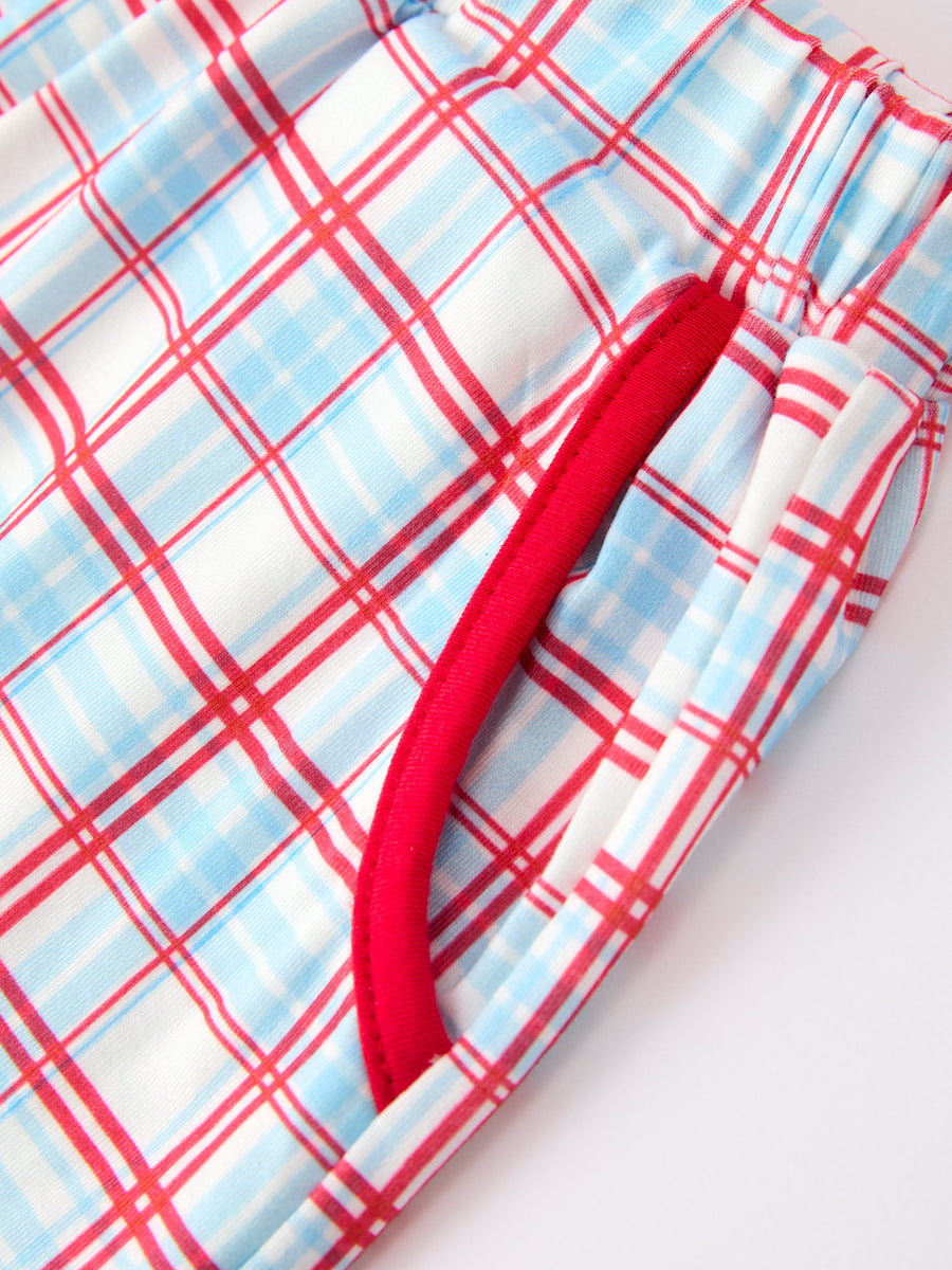 4th of July Flag Boys Set Short Sleeve Top Plaid Shorts