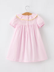 Back to School Pink Pencil Applique Ruffle Collar Girls Dress