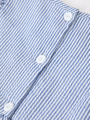 Summer Apple Applique Girls Dress Blue Stripe Ruffle