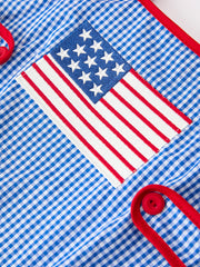4th of July Flag Chenille Baby Girl Romper Plaid