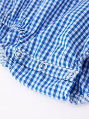 4th of July Flag Chenille Baby Girl Romper Plaid