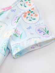 Summer Floral Botanical Girls Dress Blue Short Sleeve