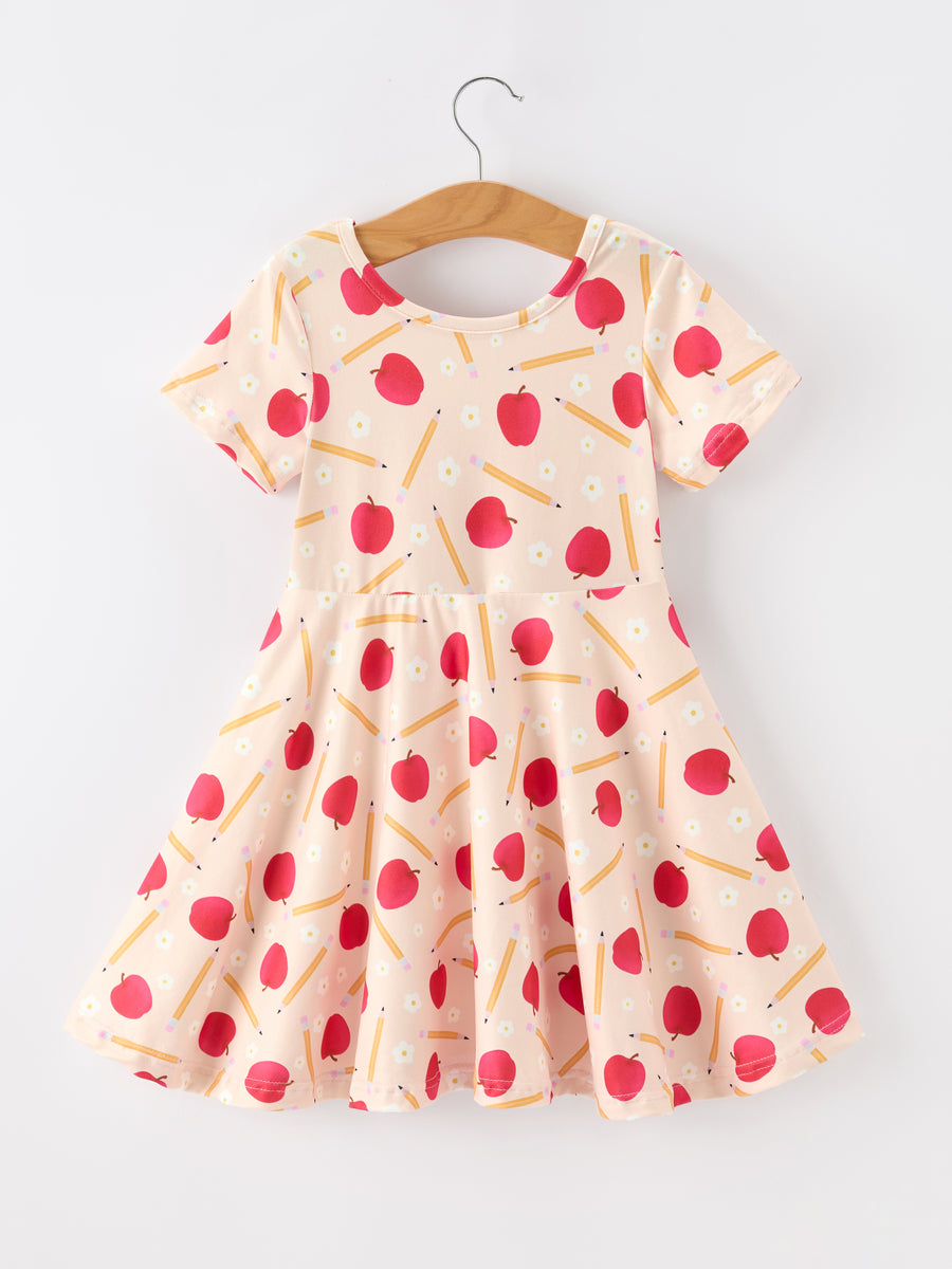 Girls Back To School Apple Pencil Twirl Dress