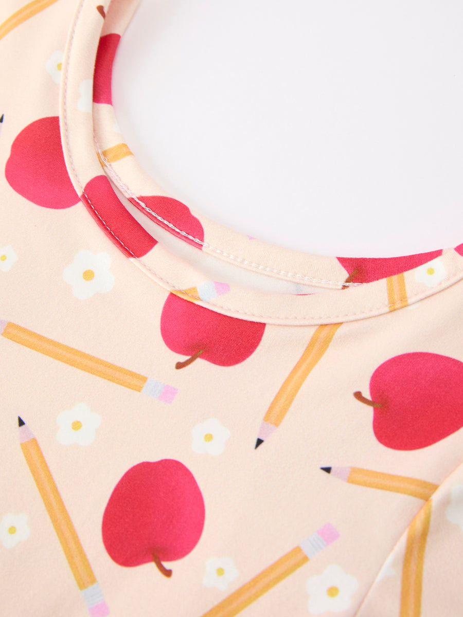 Girls Back To School Apple Pencil Twirl Dress