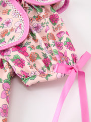 Pink Floral Bow Petals Collar Girls Dress