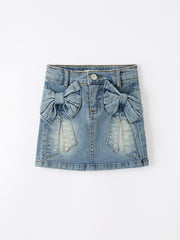 Denim Bow Girls Skirt