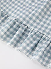 Summer Plaid Smocked “I ❤ MAMA” Girls Dress Bow Ruffle