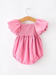 Mommy and Me Pink Smocked Puff Sleeve Romper