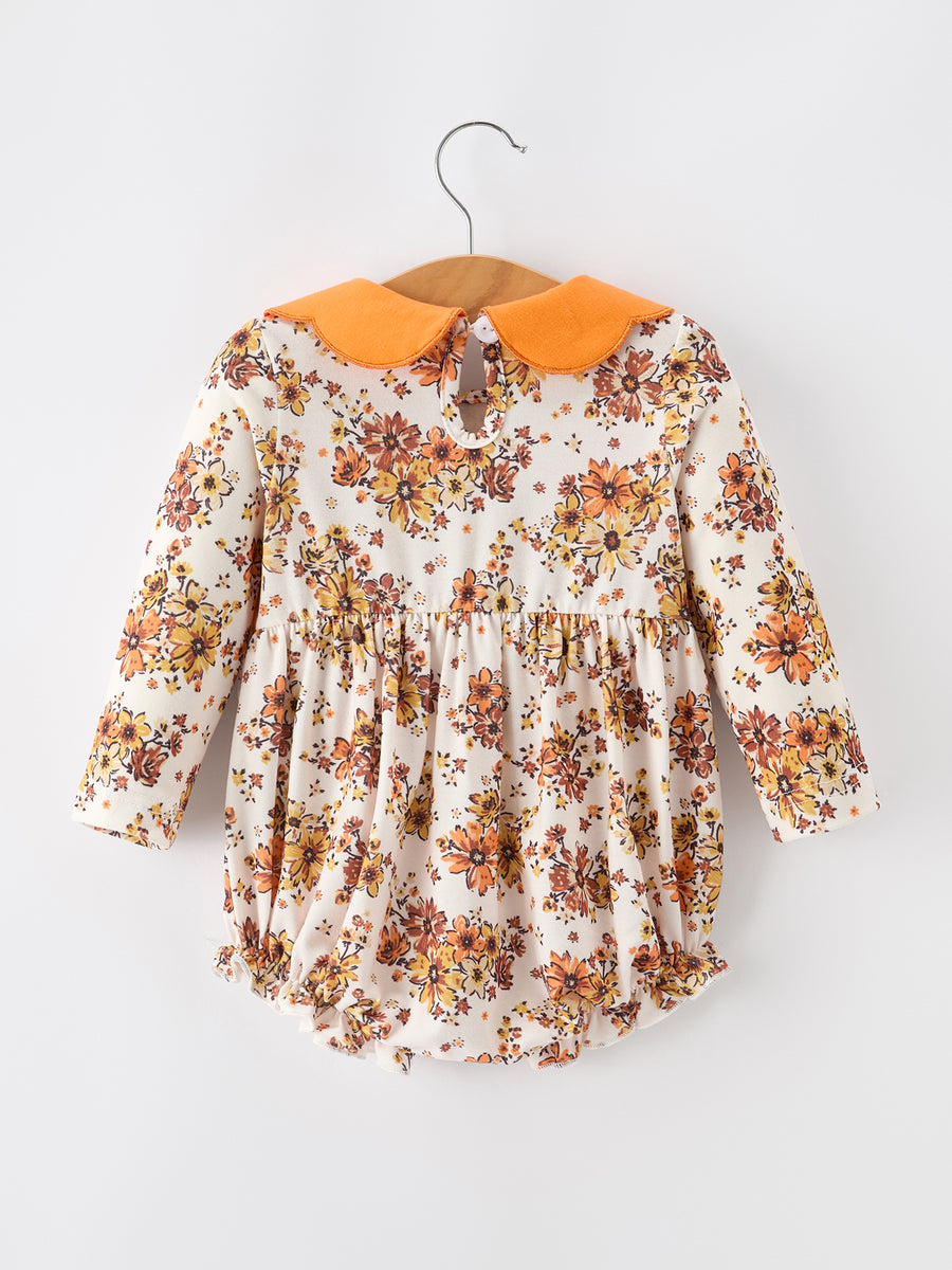 Fall Orange Floral Baby Bubble Petals Collar