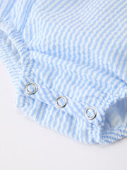 Summer Whale Embroidery Baby Boys Jonjon Stripe Romper