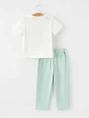 Western Horse Embroidery Boys Set T Shirt Pants Outfit