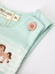 Western Horse Embroidery Boys Jonjon Sleeveless Romper