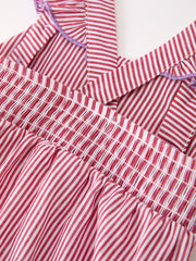Summer Sea Embroidery Girls Romper Stripe