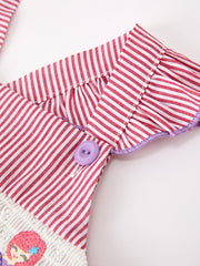 Summer Sea Embroidery Girls Dress Stripe