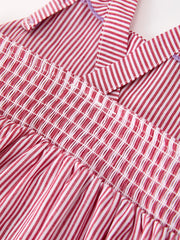 Summer Sea Embroidery Girls Dress Stripe