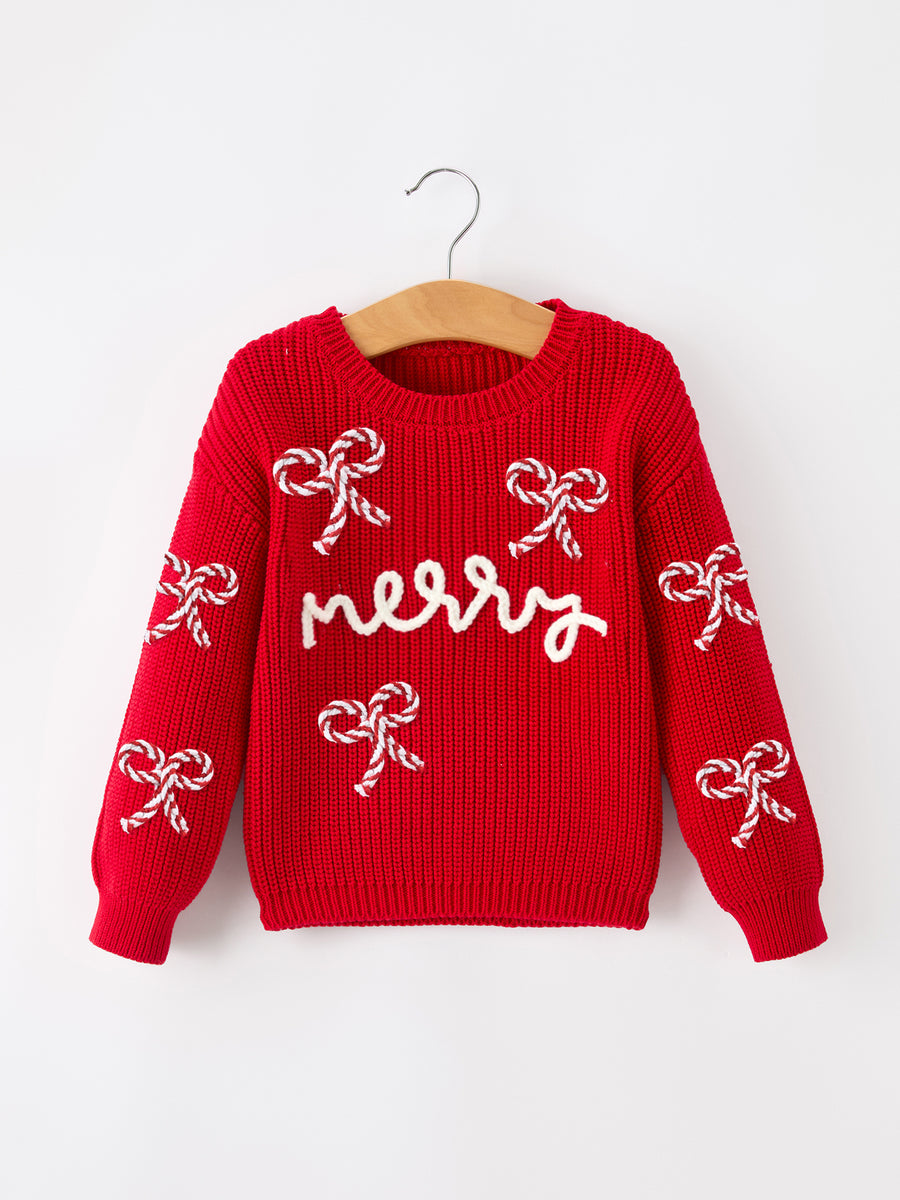 Mom and Me Winter Christmas Red "merry" Pullover Sweater