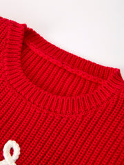 Red Christmas Girls “merry” Pullover Sweater