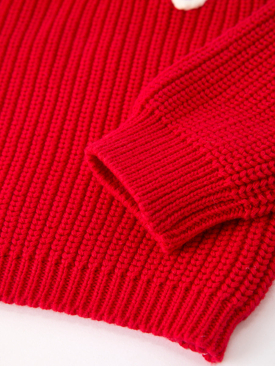 Red Christmas Girls “merry” Pullover Sweater