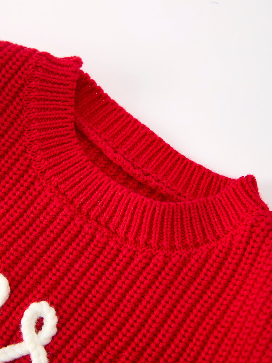 Red Christmas Girls “merry” Knit Baby Romper