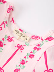 Girls Bow Rose Dress Long Sleeve Twirl Dress