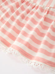 Summer Stripe Ruffle Girls Dress Bow Multi Color
