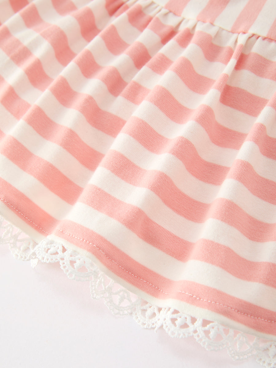 Summer Stripe Ruffle Girls Dress Bow Multi Color