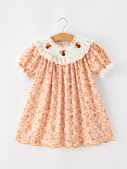 Thanksgiving Turkey Floral Lace Ruffle Girls Dress