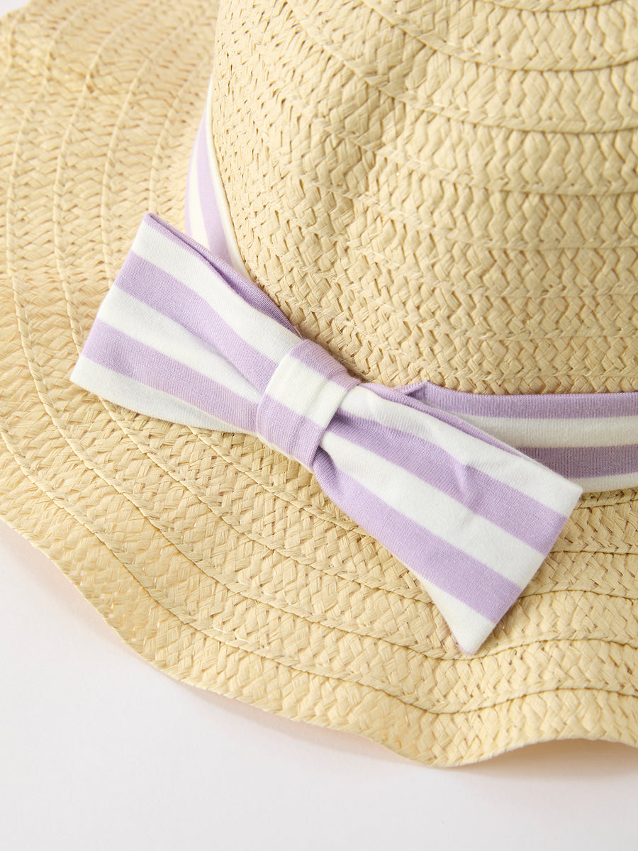Summer Stripe Ruffle Girls Dress Bow Multi Color