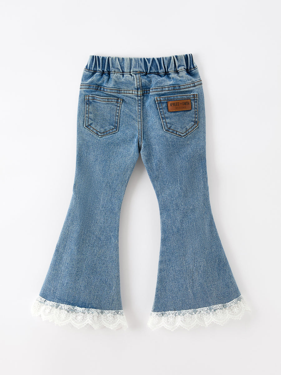 Bow Lace Girls Flare Jeans