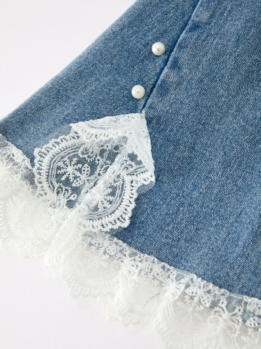 Bow Lace Girls Flare Jeans