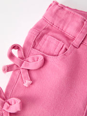 Pink Bow Lace Girls Bell Bottom Jeans