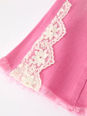Pink Bow Lace Girls Bell Bottom Jeans