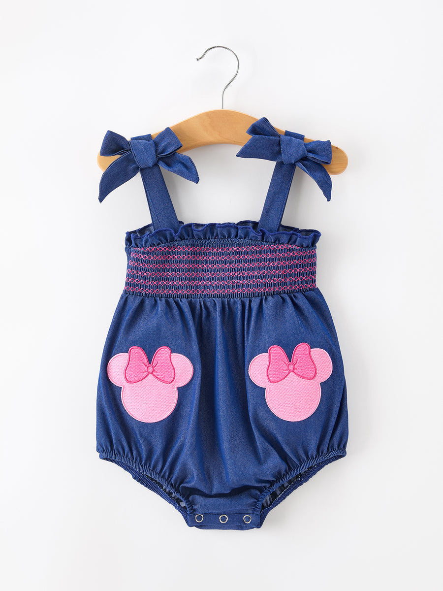 Summer Smocked Applique Girl Romper