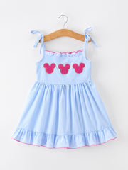 Summer Chenille Applique Stripe Girls Dress