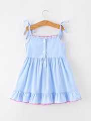 Summer Chenille Applique Stripe Girls Dress