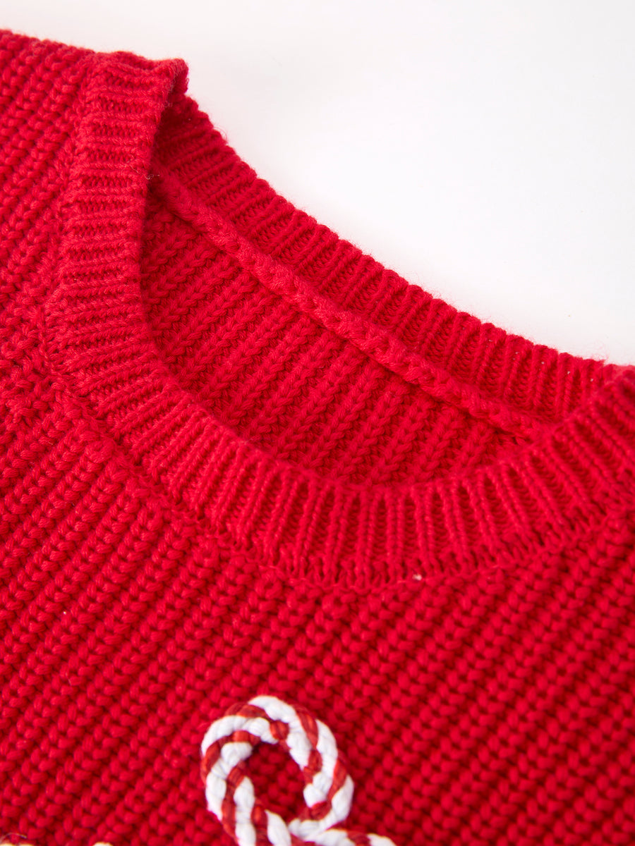 Christmas Candy Cane Merry Knit Baby Romper