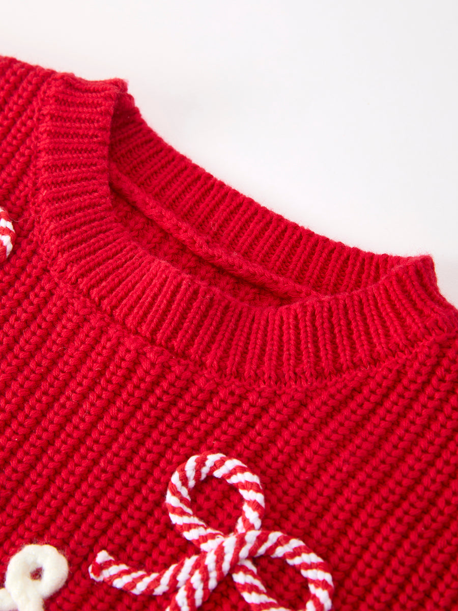 Christmas Candy Cane Merry Knit Baby Romper