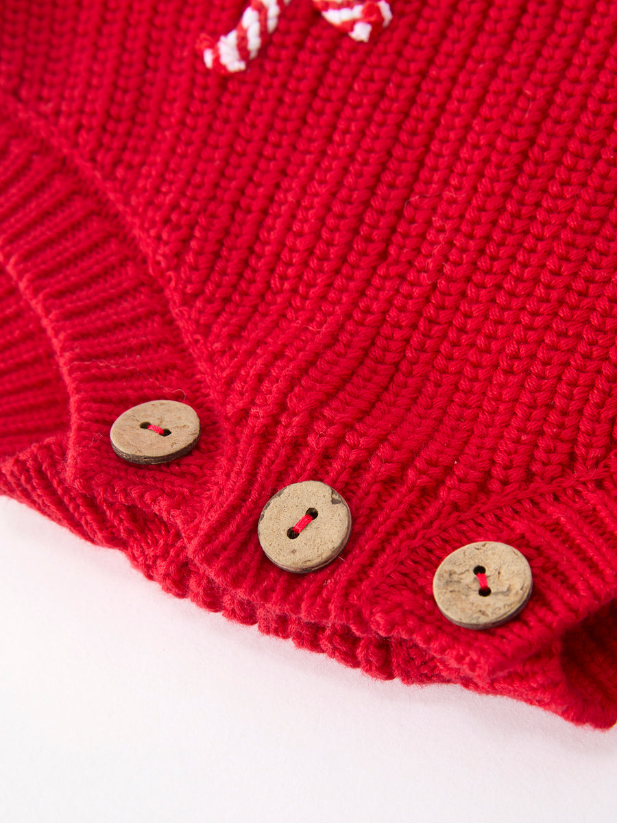Christmas Candy Cane Merry Knit Baby Romper